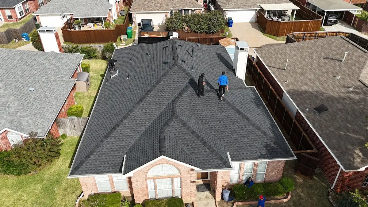 Commercial Roofing work in progress on a Sugar Land property